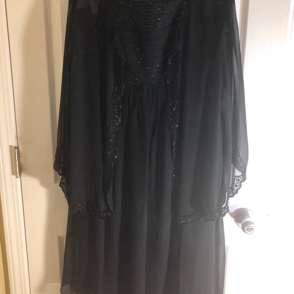 Black Beaded Two Piece Dress- Size 12